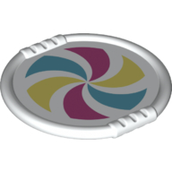 Lego Duplo Disk with Yellow, Azure and Magenta Spiral Print / White