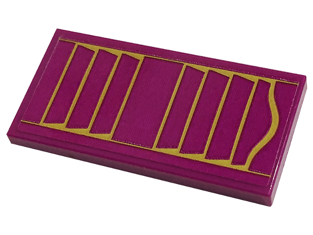 Lego Tile 2 x 4 with Gold Window Shutter Pattern (Sticker) - Set 41449