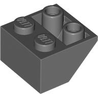 Lego Brick Sloped Inverted 45° 2 x 2 [Round Hollow Bottom Pin, Bar-sized Stud Holes] / Dark Bluish Gray