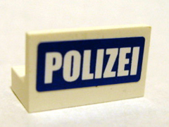 Lego Panel 1 x 2 x 1 with 'POLIZEI' White on Blue Pattern (Sticker) - Set 7741
