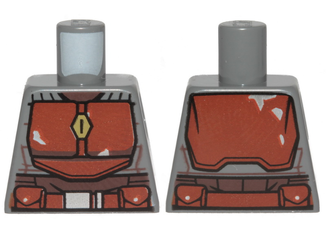 Lego Torso SW Armor Reddish Brown Plates and Belt Pattern (Mandalorian) / Dark Bluish Gray