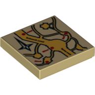 Lego Tile 2 x 2 with Marauder's Map Print / Tan