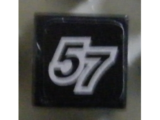 Lego Tile 1 x 1 with Number 57 Pattern (Sticker) - Set 8643
