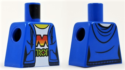 Lego Torso Female Hoodie with Laces and Pockets over White Shirt with M:Tron Logo Pattern / Blue