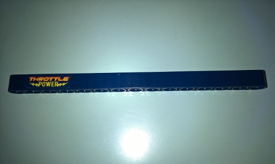 Lego Technic, Liftarm Thick 1 x 15 with 'THROTTLE POWER' Pattern Model Right Side (Sticker) - Set 41999 / Dark Blue