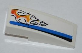 Lego Slope, Curved 3 x 1 with Black and Blue Lines and Orange Flames Pattern Model Left Side (Sticker) - Set 8221