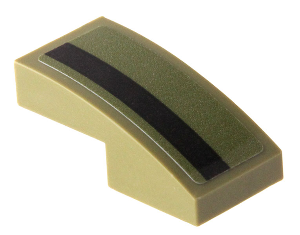 Lego Slope, Curved 2 x 1 x 2/3 with Black Stripe Pattern Model Right Side (Sticker) - Set 76923