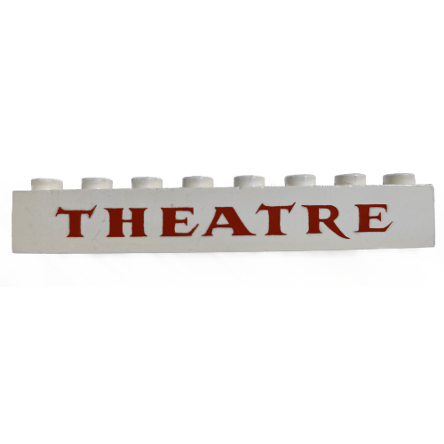 Lego Brick 1 x 8 with 'THEATRE' Red Print