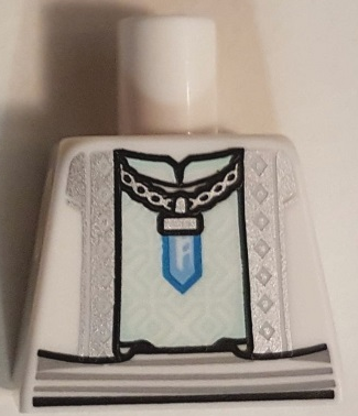 Lego Torso Robe with Crystal Necklace Pattern (BAM) / White