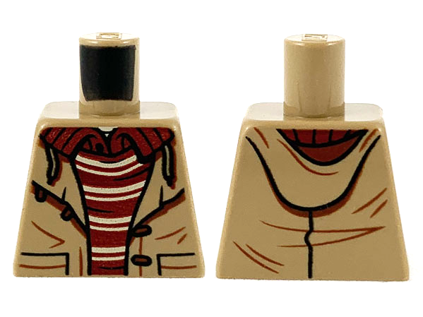 Lego Torso Jacket with Buttons, Pockets and Dark Red Shirt with Tan Stripes Pattern / Dark Tan