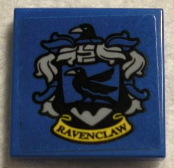 Lego Tile 2 x 2 with HP 'RAVENCLAW' House Crest on Blue Background Pattern (Sticker) - Set 75956 / Blue