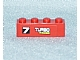 Lego Brick 1 x 4 with '7 TURBO RACER' Pattern Model Left Side (Sticker) - Set 7801