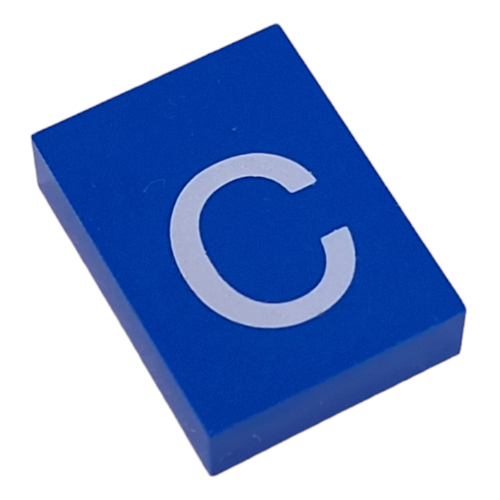 Lego Modulex Tile 3 x 4 with White 'c' Print, without Internal Supports