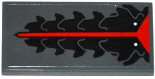 Lego Tile 2 x 4 with Red and Black MechDragon Tongue Pattern (Sticker) - Set 70725