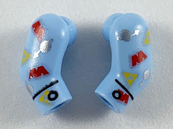 Lego Arm, (Matching Left and Right) Pair with Space Themes Logos Pattern / Bright Light Blue