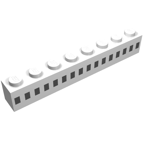 Lego Brick 1 x 8 with Ferry Square Windows Black 16 in 1 Line Print