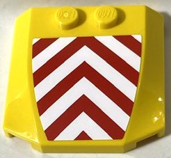Lego Wedge 4 x 4 x 2/3 Triple Curved with Red and White Danger Chevrons Pattern (Sticker) - Set 7747 / Yellow