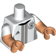 Lego Torso, Dual Molded Arms, Adidas and DFB Logos / 'HUMMELS 5' Back Print, White Sleeves Pattern, Nougat Arms and Hands