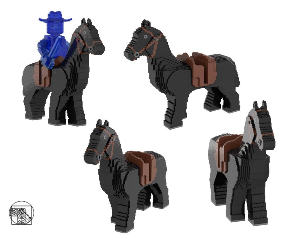 Lego Maxi Figure Western Black horse with brown saddle,