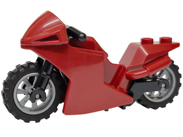 Lego Motorcycle Sport Bike with Black Frame, Flat Silver Wheels and Black Handlebars