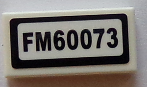 Lego Tile 1 x 2 with 'FM60073' Pattern (Sticker) - Set 60073
