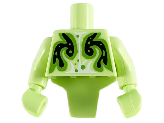 Lego Torso, Modified Short with Ridged Armor with Black Swirl Pattern / Yellowish Green Arms / Yellowish Green Hands
