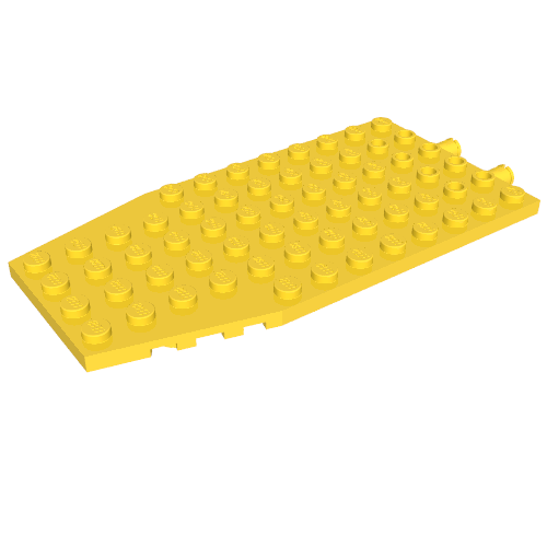 Lego Wedge Plate 6 x 12 x 1 Cut Corners with 2 Fixed Rotatable Pins [aka 4 Juniors Wing Plate] / Yellow