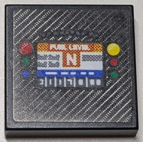 Lego Tile 2 x 2 with Ferrari 488 GTE AF CORSE #51 Dashboard Screen, Odometer, White 'FUEL LEVEL' and Capital Letter N, Red, Yellow, Blue and Green Lights Pattern (Sticker) - Set 42125