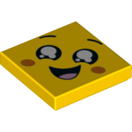Lego Tile 2 x 2 with Happy Face, Open Mouth Print
