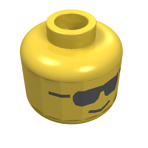 Lego Minifig Head, Black Sunglasses and Standard Grin Print [Blocked Open Stud]