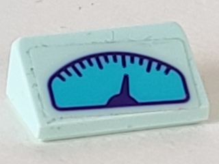 Lego Slope 30 1 x 2 x 2/3 with Medium Azure Gauge with Dark Purple Needle on Transparent Background Pattern (Sticker) - Set 41345