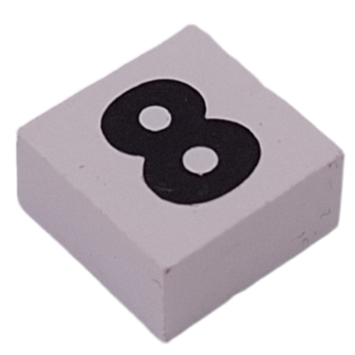 Lego Modulex Tile 2 x 2 with Black '8' Print, without Internal Supports