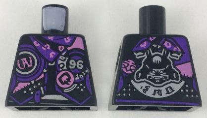 Lego Torso Female SOG Jacket, Dark Purple Scarf, Silver and Dark Pink Details Pattern / Black