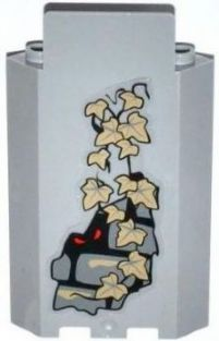 Lego Panel 3 x 3 x 6 Corner Wall without Bottom Indentations with Bricks, 13 Dark Tan Ivy Leaves and Red Eyes Pattern (Sticker) - Set 9468