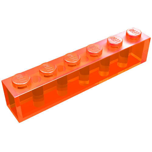 Lego Brick 1 x 6 / Trans-Neon Orange
