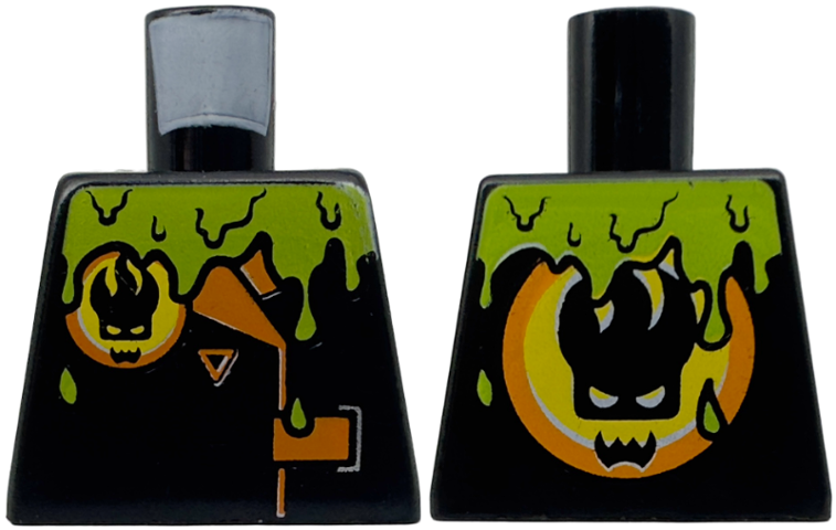 Lego Torso Agents Villain Jacket with Orange Lapels and Buckle and Lime Slime Pattern / Black