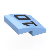 Lego Brick Curved 2 x 2 x 2/3 with Black '10' Print / Bright Light Blue