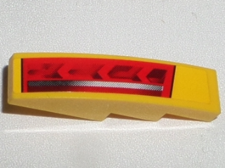Lego Slope, Curved 4 x 1 with Red Taillight and Silver Stripe Pattern Model Right Side (Sticker) - Set 8169
