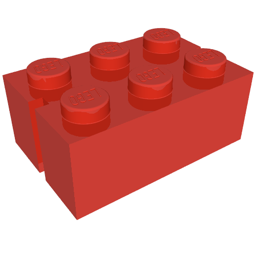 Lego Brick 2 x 3 with 2 Slots on Short Sides / Red