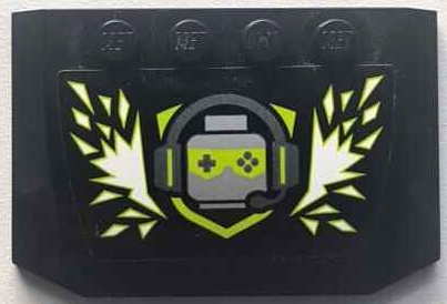 Lego Wedge 4 x 6 x 2/3 Triple Curved with Gaming Logo Minifigure Head with Headset and Game Controller Sunglasses Pattern (Sticker) - Set 60388