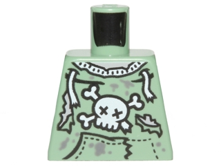 Lego Torso Sweatshirt Tattered with Skull and Crossbones Pattern (Zombie) / Sand Green