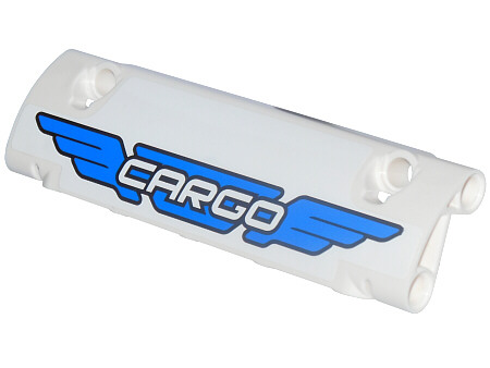 Lego Technic, Panel Curved 11 x 3 with Blue Wings and 'CARGO' Pattern (Sticker) - Set 42025 / White