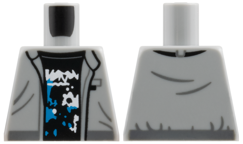 Lego Torso Jacket Open over Black Concert T-Shirt with Dark Azure and White Pattern / Light Bluish Gray