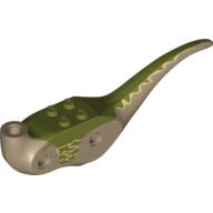 Lego Animal Body Part, Dinosaur, Raptor Body with Olive Green Markings Print