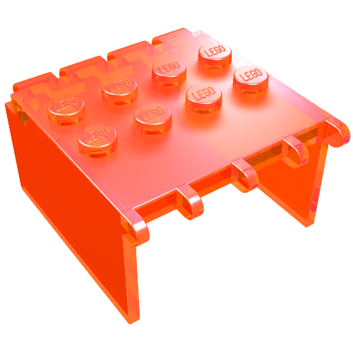 Lego Windscreen 4 x 4 x 2 Canopy Extender, Hinge / Trans-Neon Orange