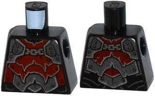 Lego Torso Nexo Knights Armor with Silver and Dark Red Plates, Rivets and Chain Pattern / Black