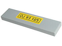 Lego Tile 1 x 4 with 'OJ 93 105' Pattern (Sticker) - Sets 2148 / 10156 / Light Bluish Gray