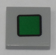 Lego Tile 2 x 2 with Green Rounded Square with Black Border on Transparent Background Pattern (Sticker) - Set 60197 / Light Bluish Gray