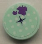 Lego Tile, Round 2 x 2 with Bottom Stud Holder with Light Aqua Cushion and Dark Purple Splotch Pattern (Sticker) - Set 41332