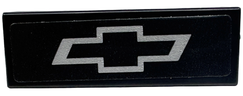 Lego Tile 1 x 3 with Silver Chevrolet Logo Pattern (Sticker) - Set 42153 / Black